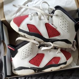Jordan 6 Toddler Boys Sneakers, Red/Black/White, Size 8C